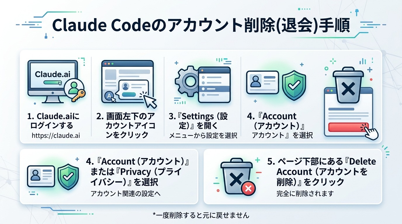 Claude Codeのアカウント削除(退会)手順