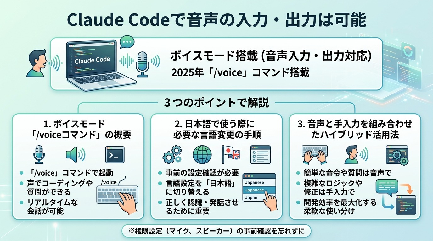 Claude Codeで音声の入力・出力は可能