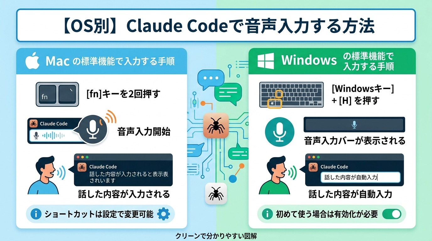 【OS別】Claude Codeで音声入力する方法