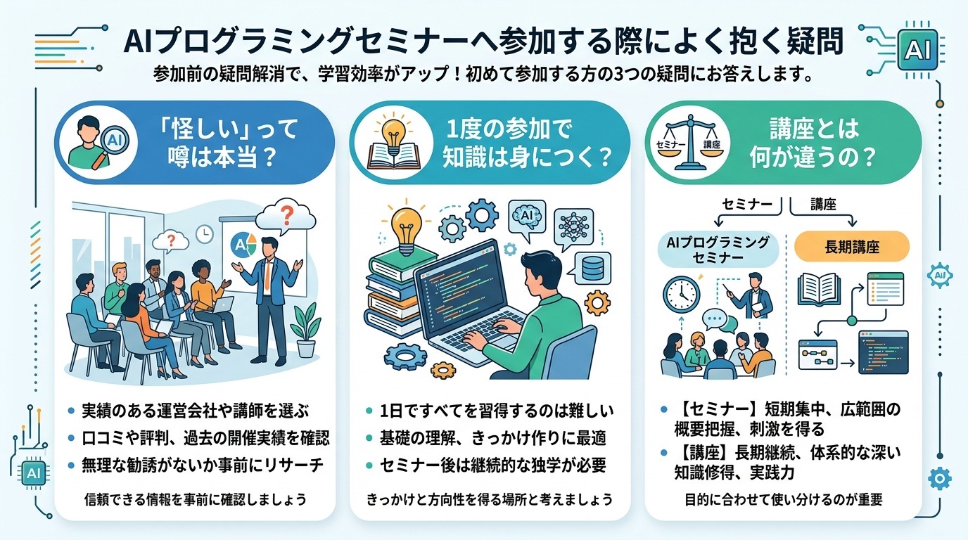 AIプログラミングセミナーへ参加する際によく抱く疑問