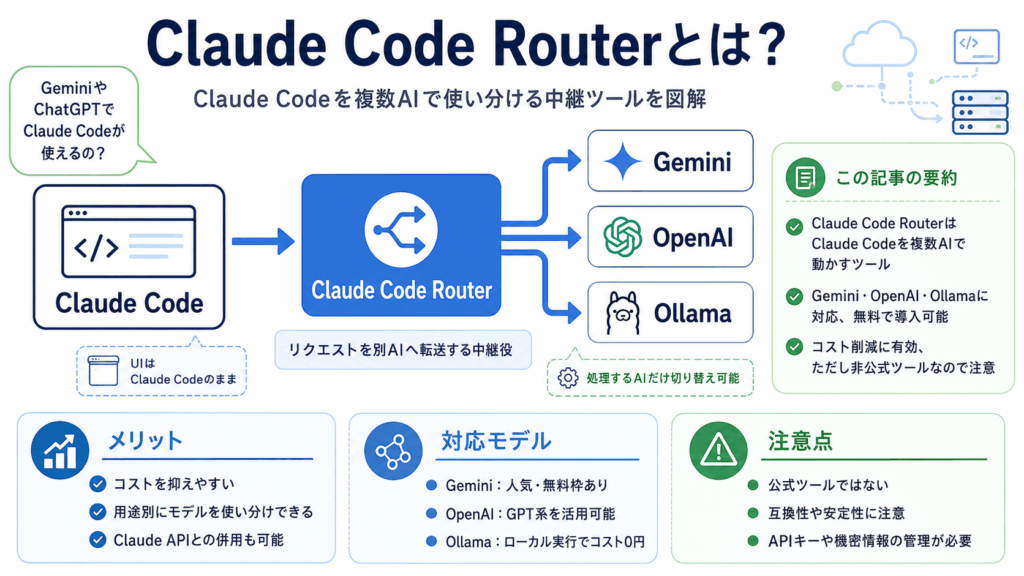 Claude Code Routerとは？使う利点や使い方・対応ツールも紹介