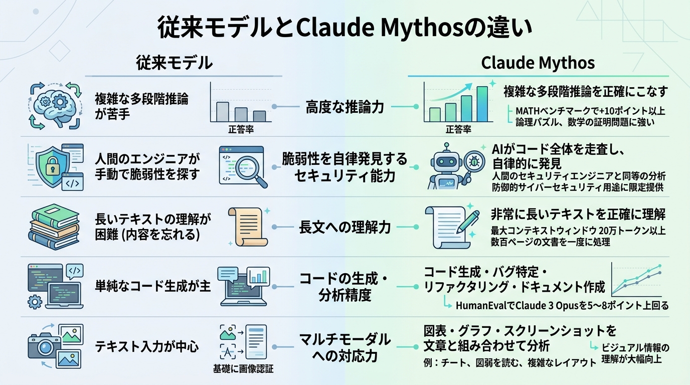 従来モデルとClaude Mythosの違い