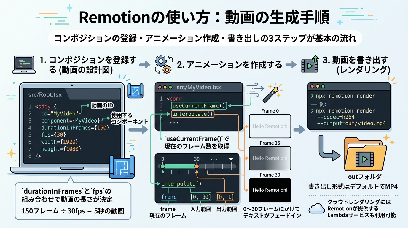 Remotionの使い方：動画の生成手順