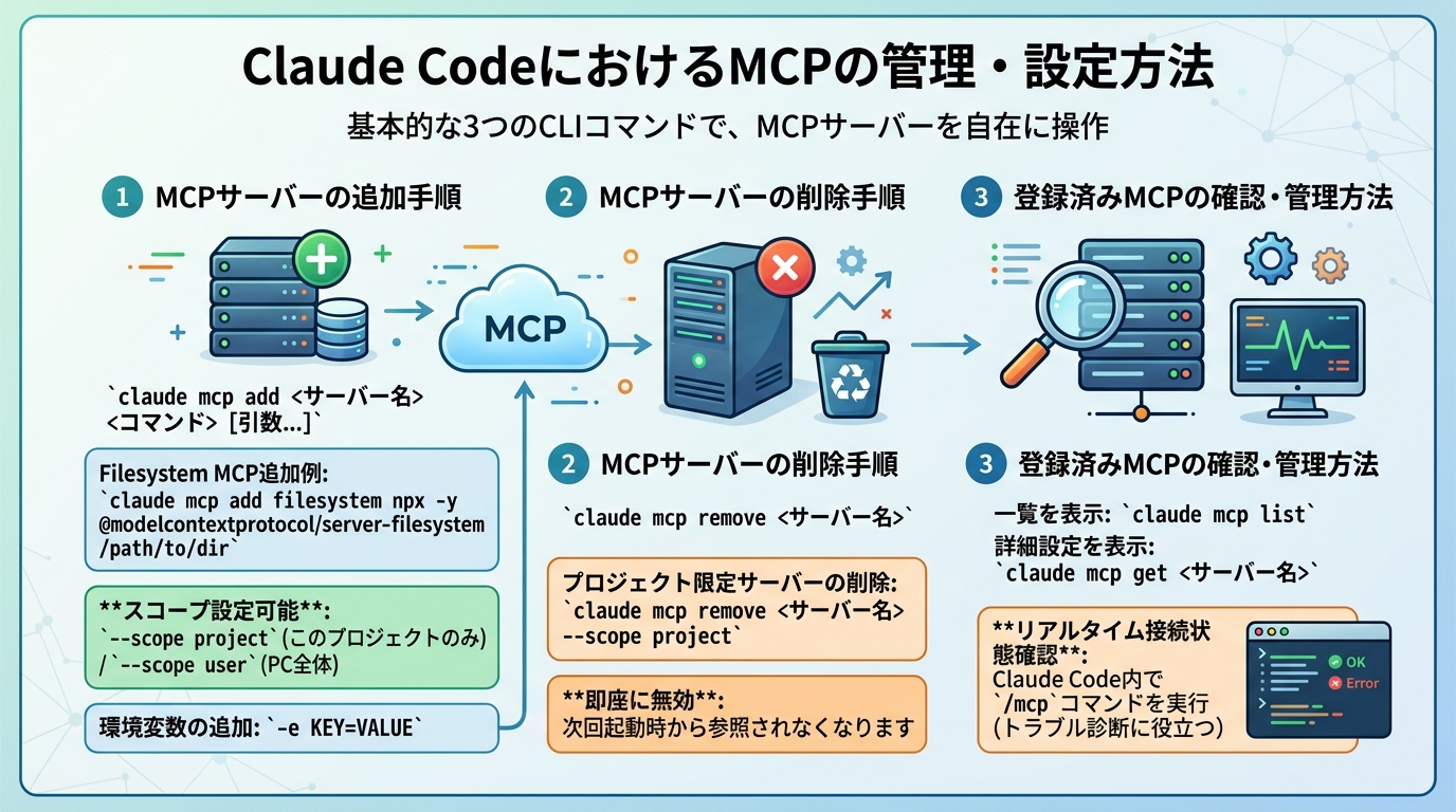Claude CodeにおけるMCPの管理・設定方法