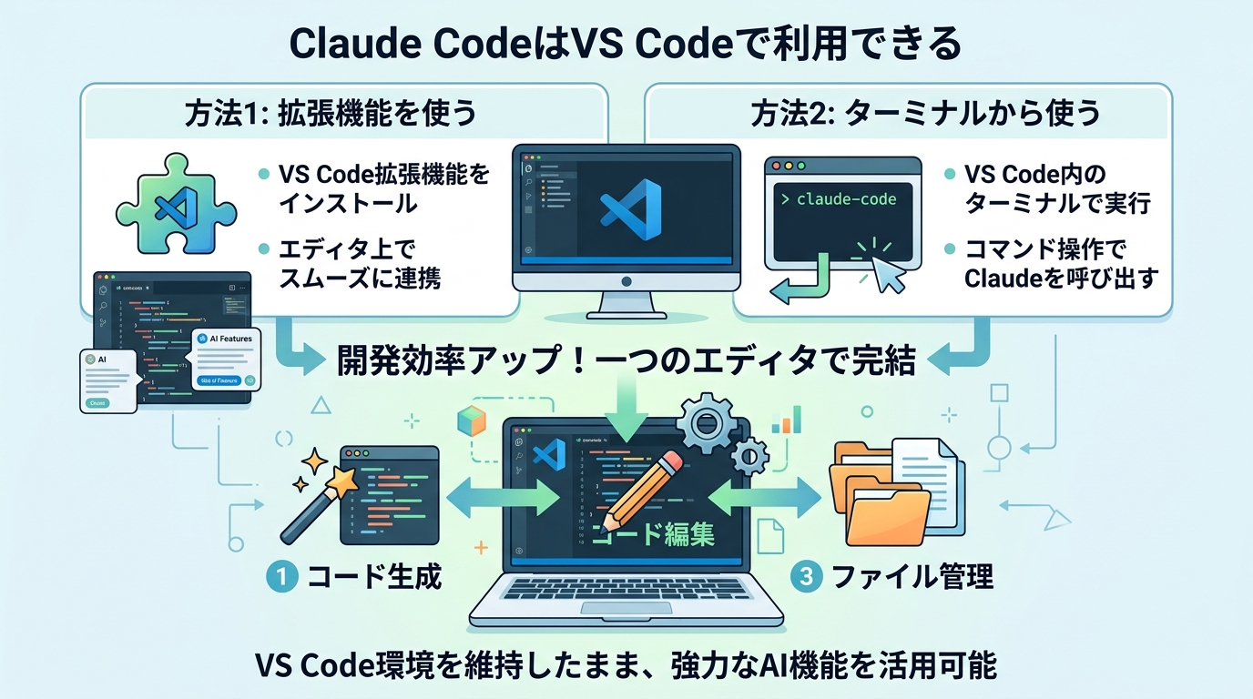 Claude CodeはVS Codeで利用できる
