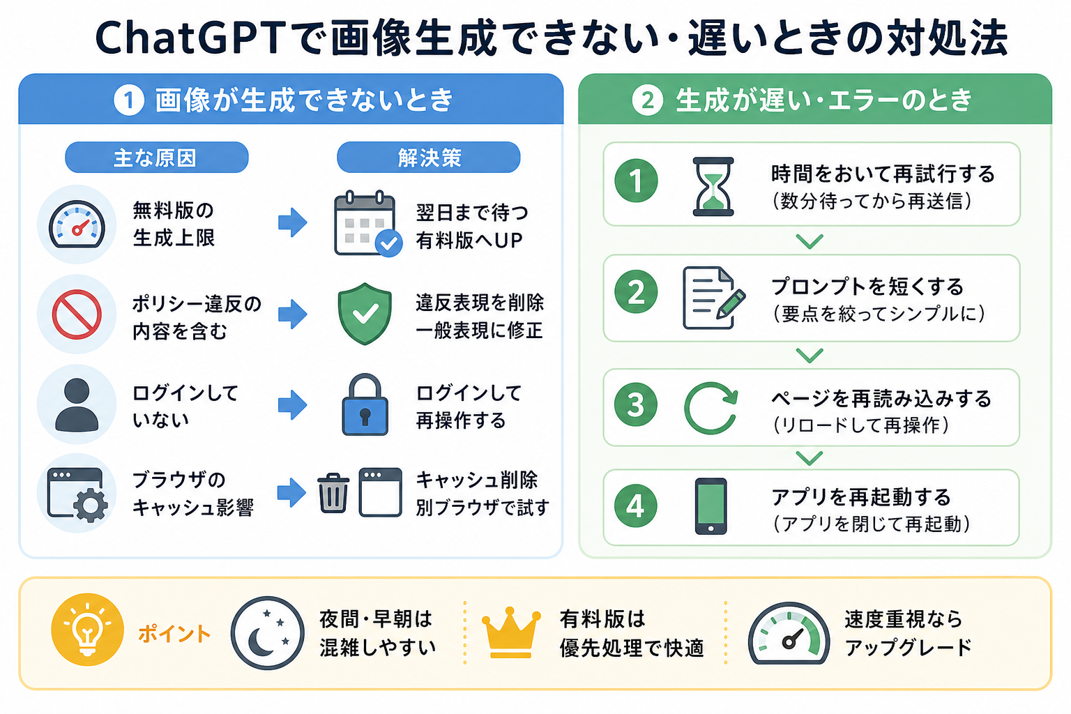 ChatGPTで画像生成できない・遅いときの対処法