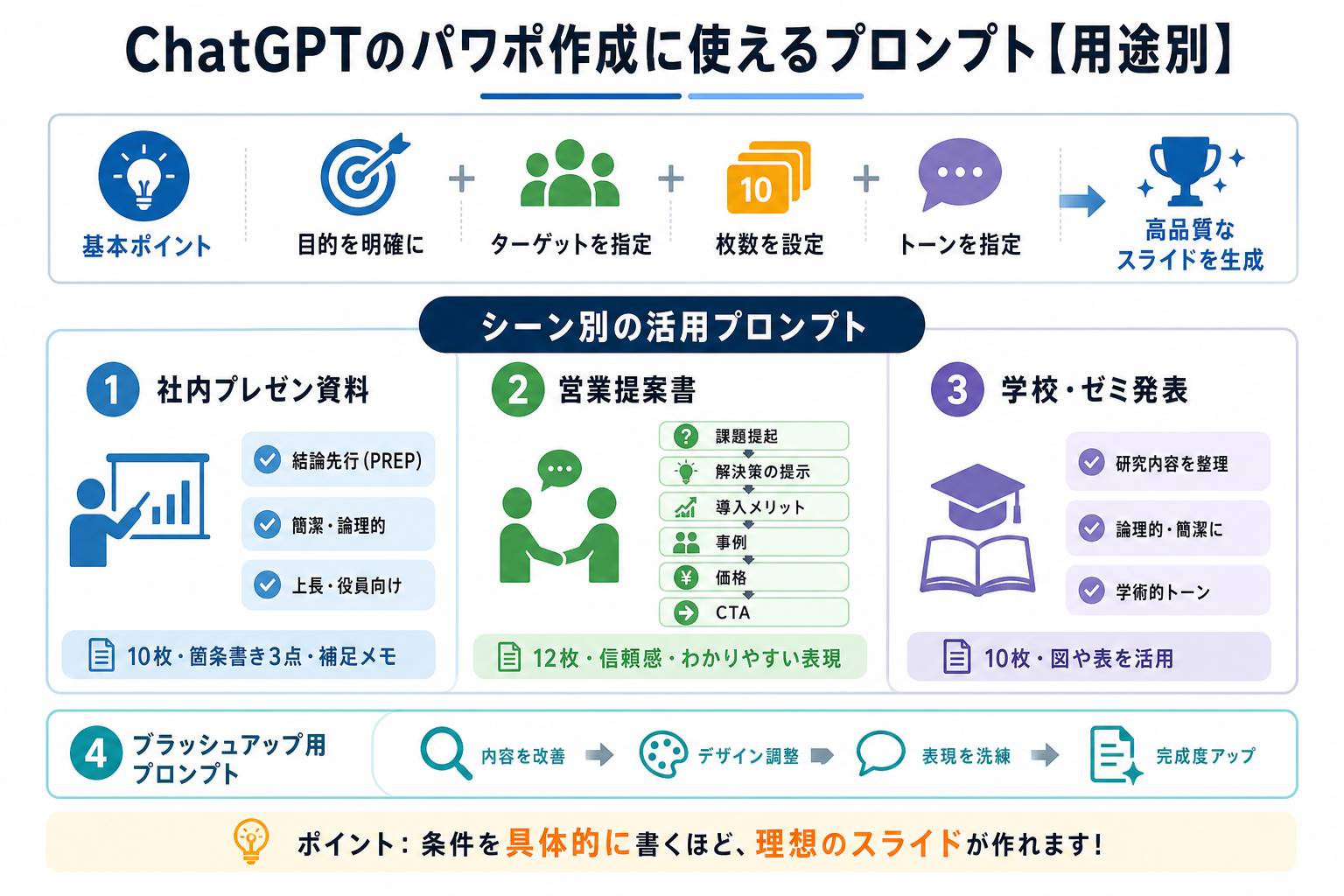 ChatGPTのパワポ作成に使えるプロンプト【用途別】