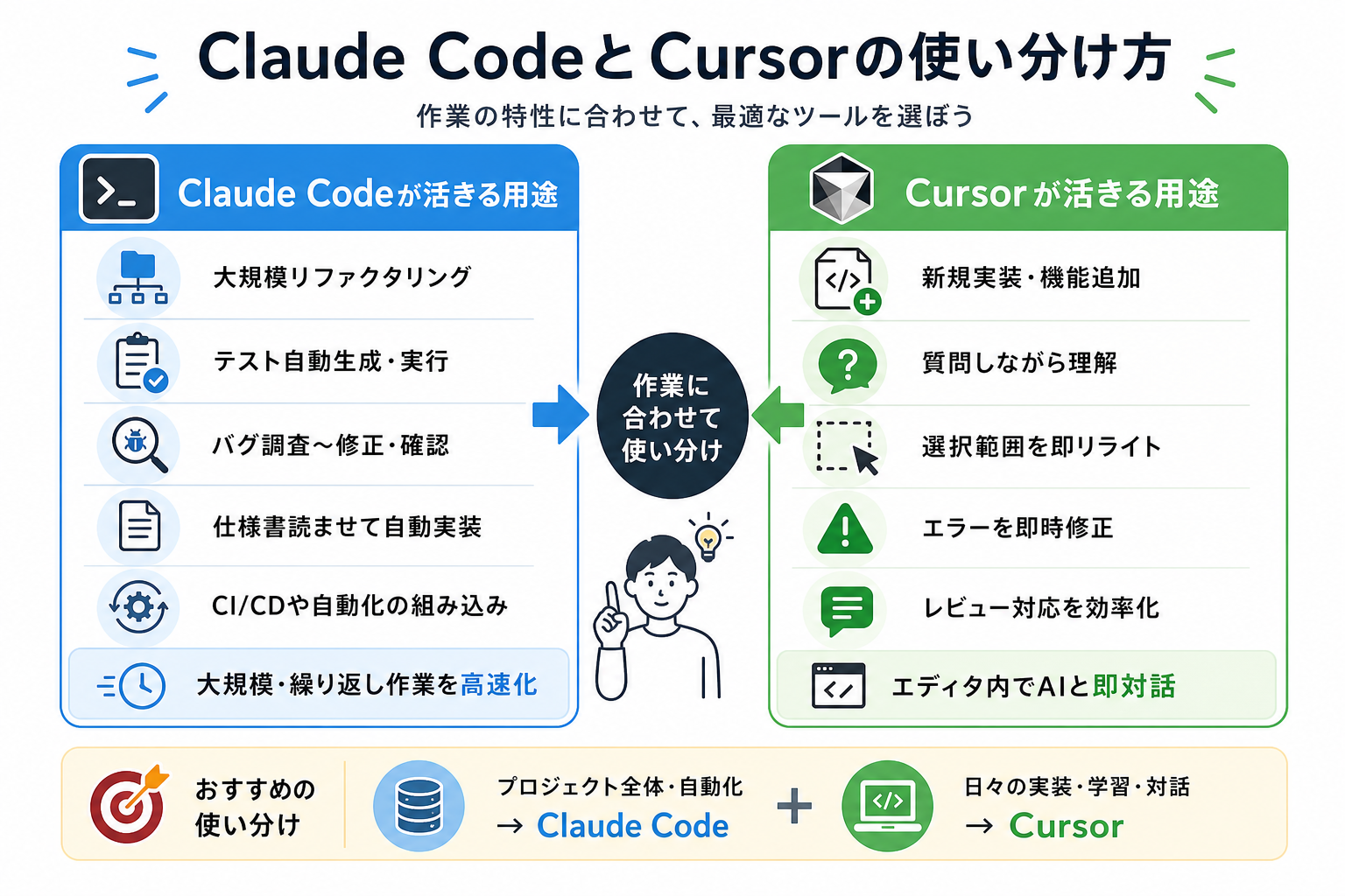 Claude CodeとCursorの使い分け方