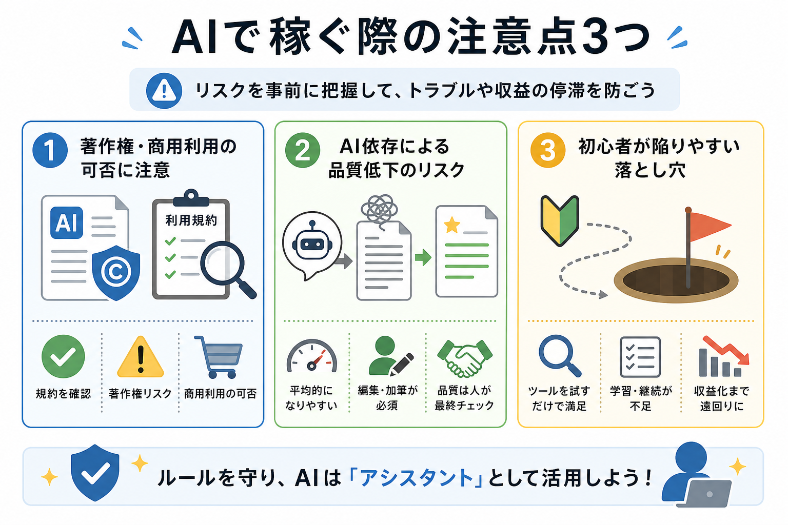 AIで稼ぐ際の注意点3つ
