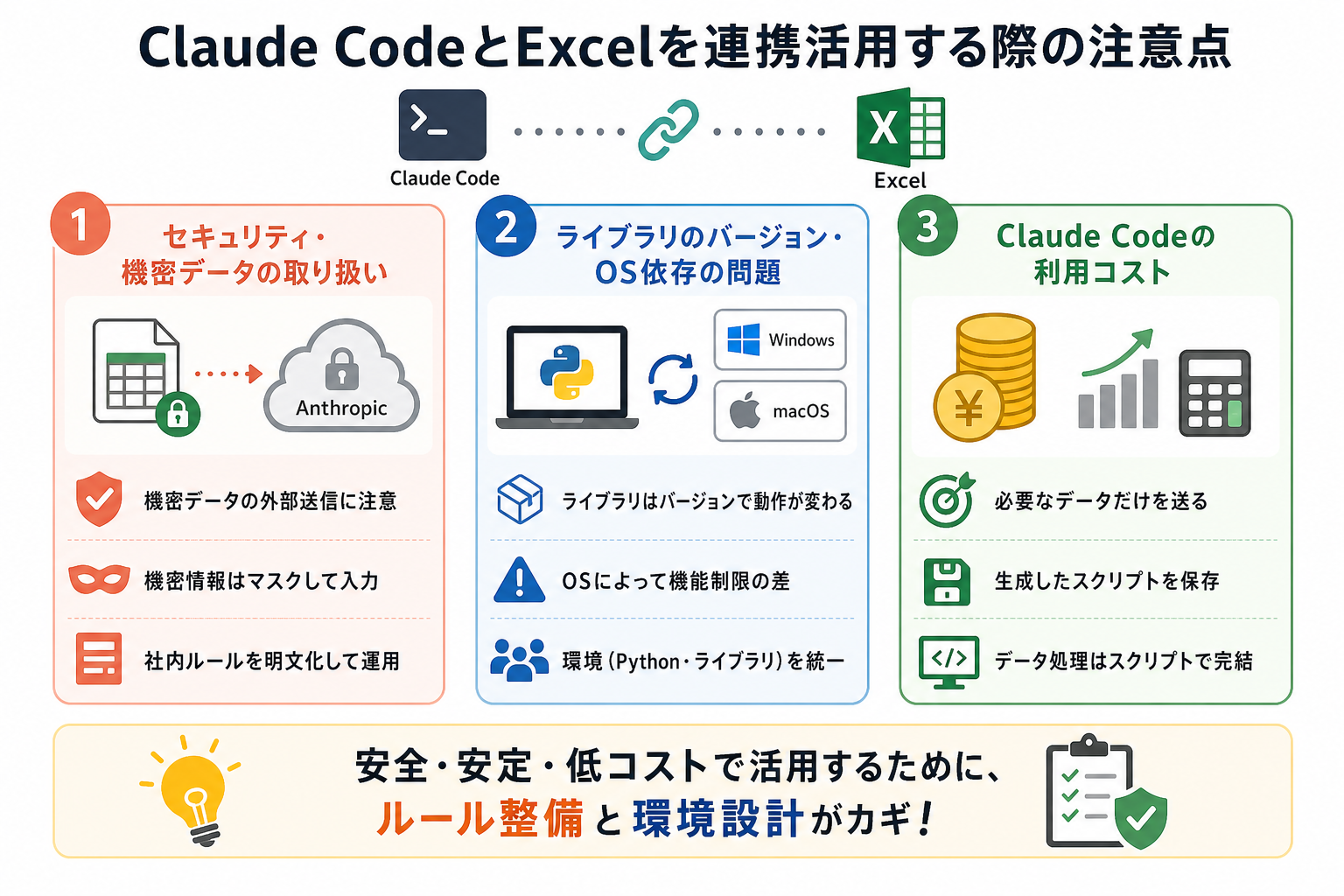 Claude CodeとExcelを連携活用する際の注意点