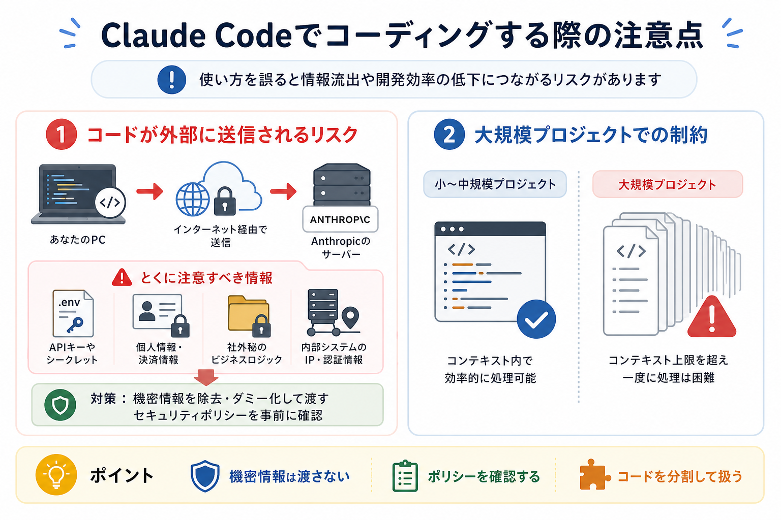 Claude Codeでコーディングする際の注意点