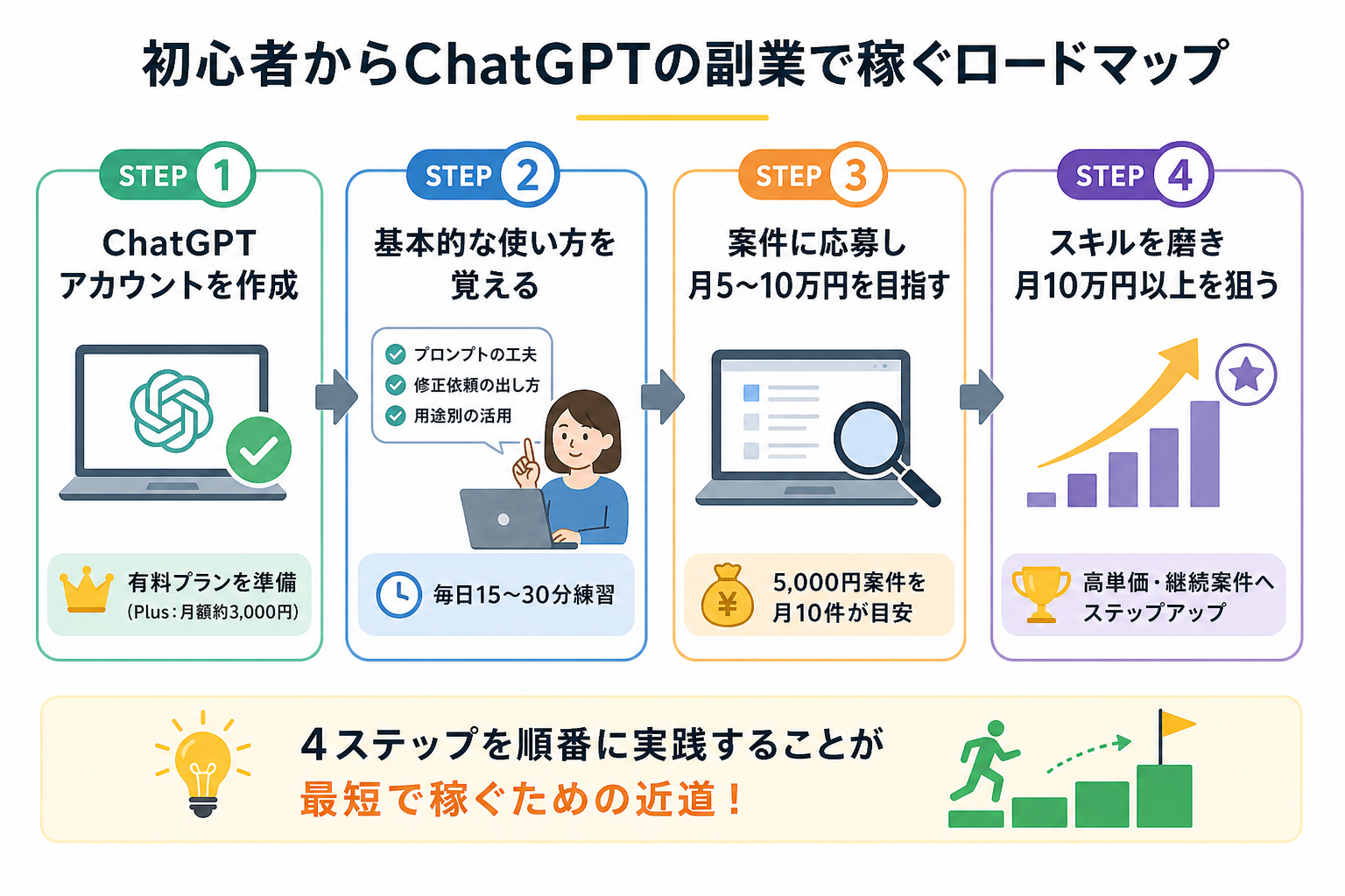 初心者からChatGPTの副業で稼ぐロードマップ