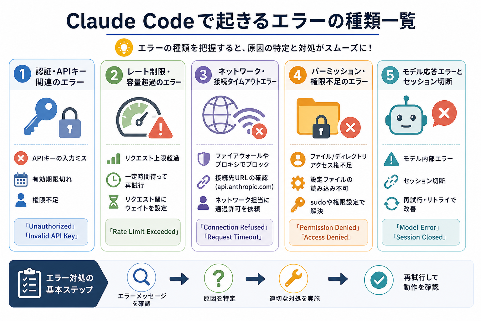 Claude Codeで起きるエラーの種類一覧