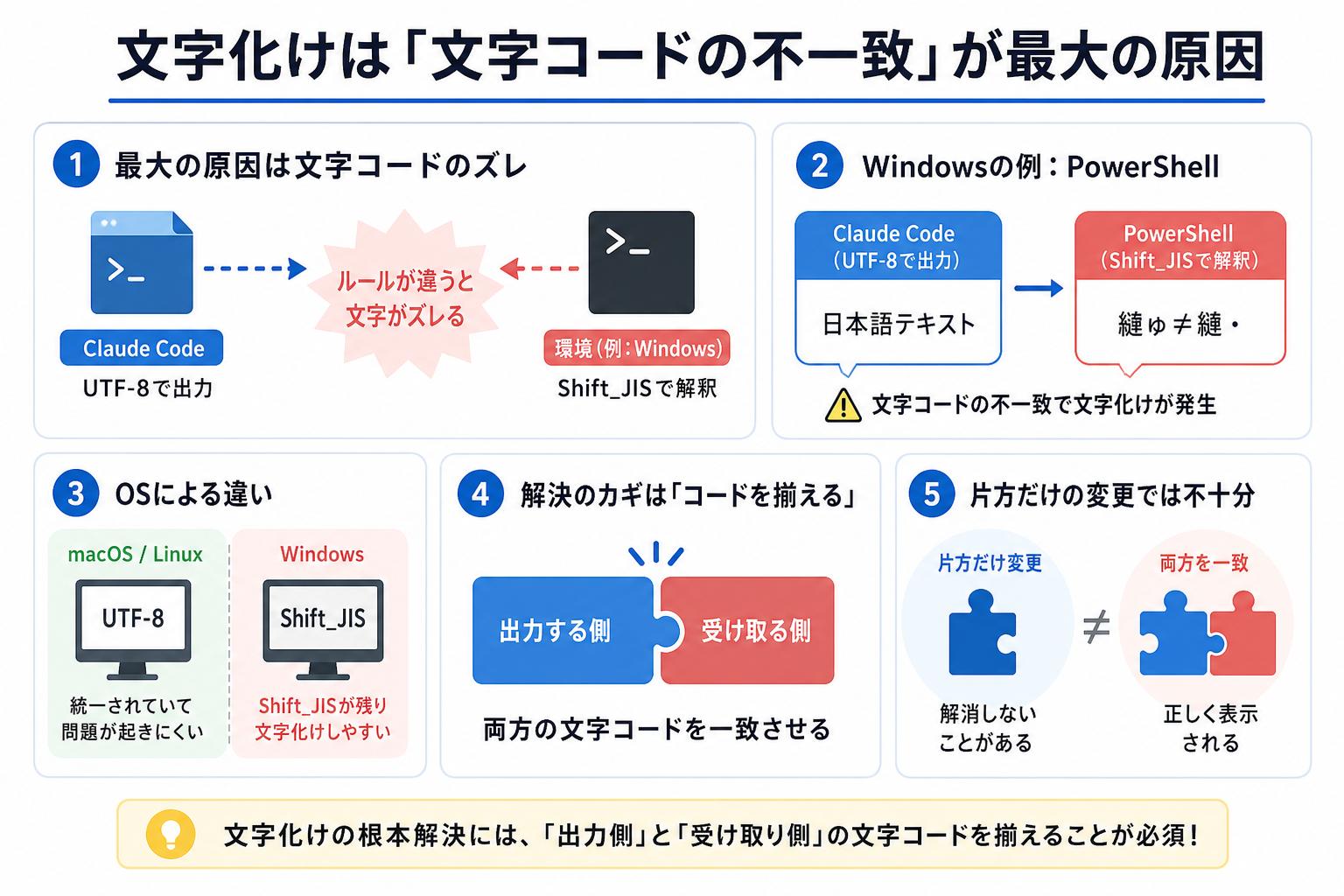 文字化けは「文字コードの不一致」が最大の原因