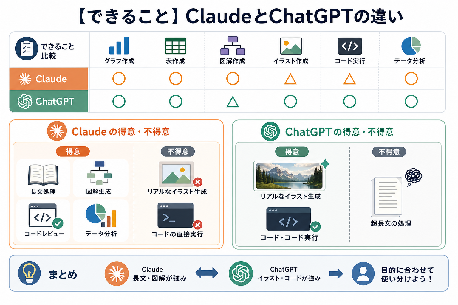 【できること】ClaudeとChatGPTの違い