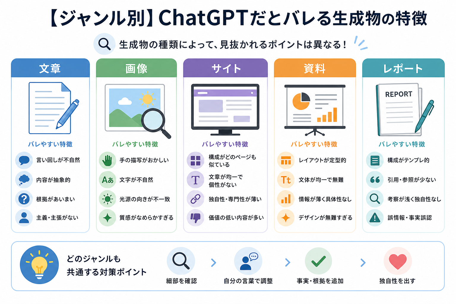 【ジャンル別】ChatGPTだとバレる生成物の特徴