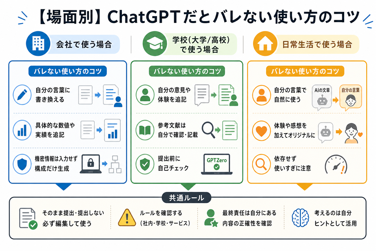 【場面別】ChatGPTだとバレない使い方のコツ