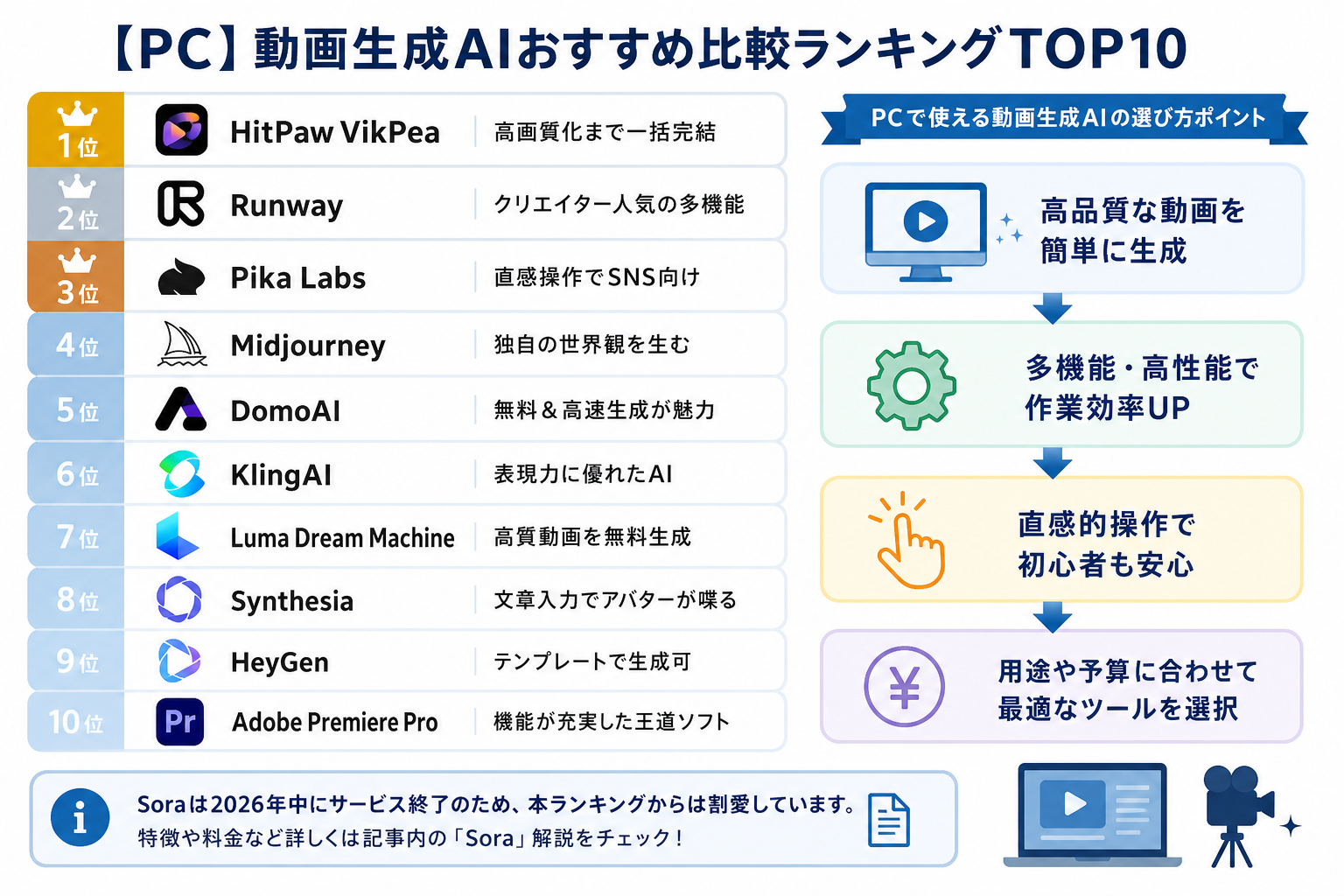 【PC】動画生成AIおすすめ比較ランキングTOP10