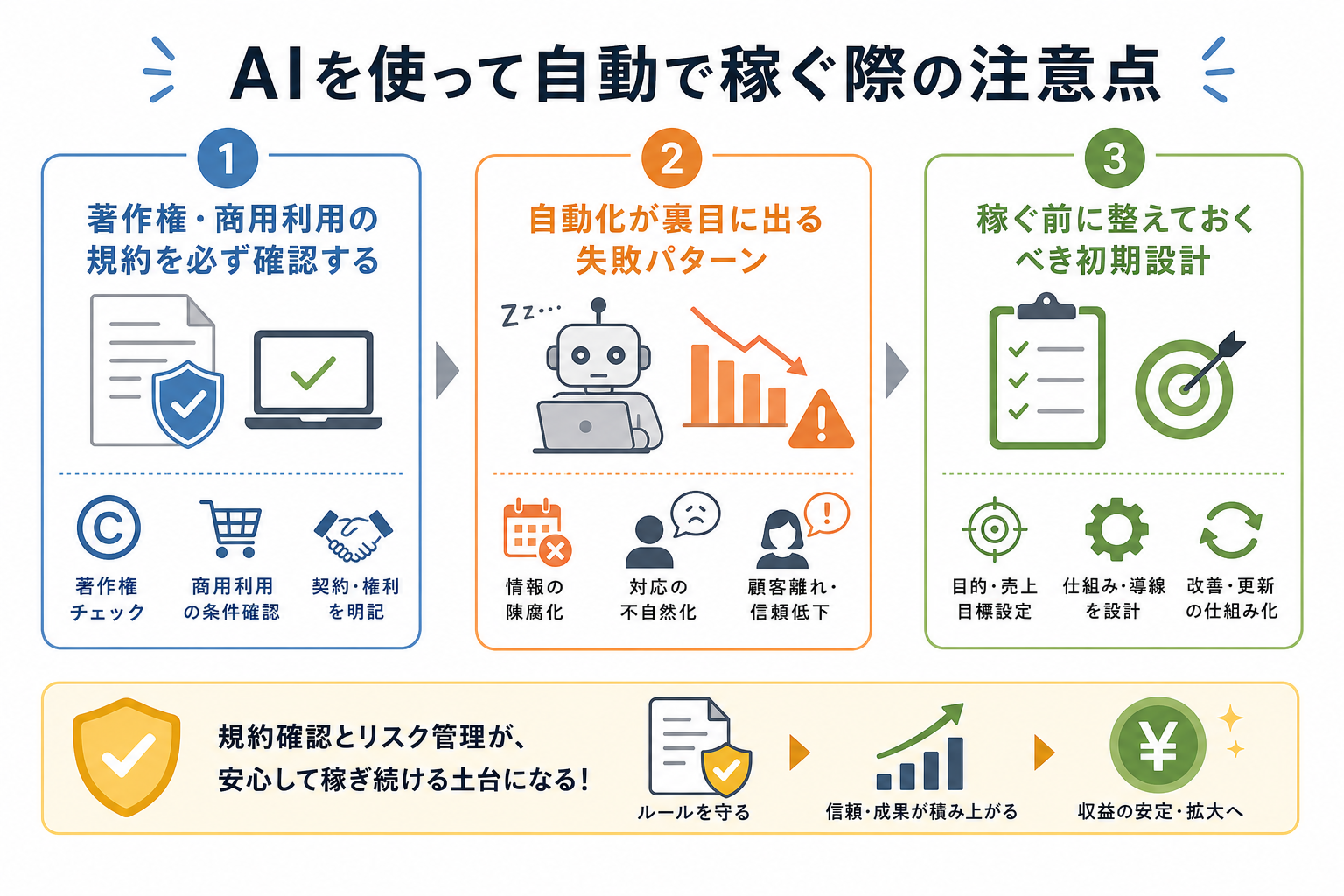 AIを使って自動で稼ぐ際の注意点