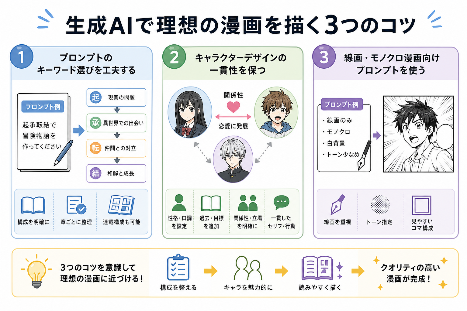 生成AIで理想の漫画を描く3つのコツ