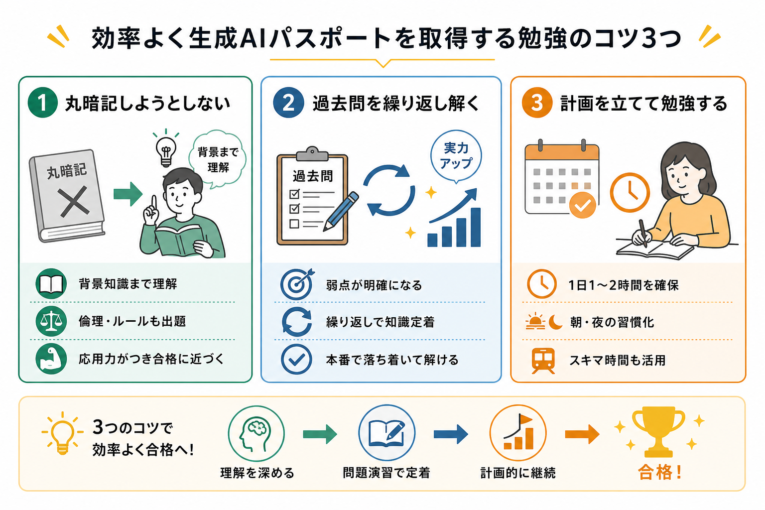 効率よく生成AIパスポートを取得する勉強のコツ3つ