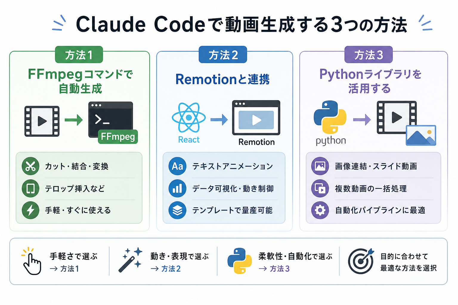 Claude Codeで動画生成する3つの方法