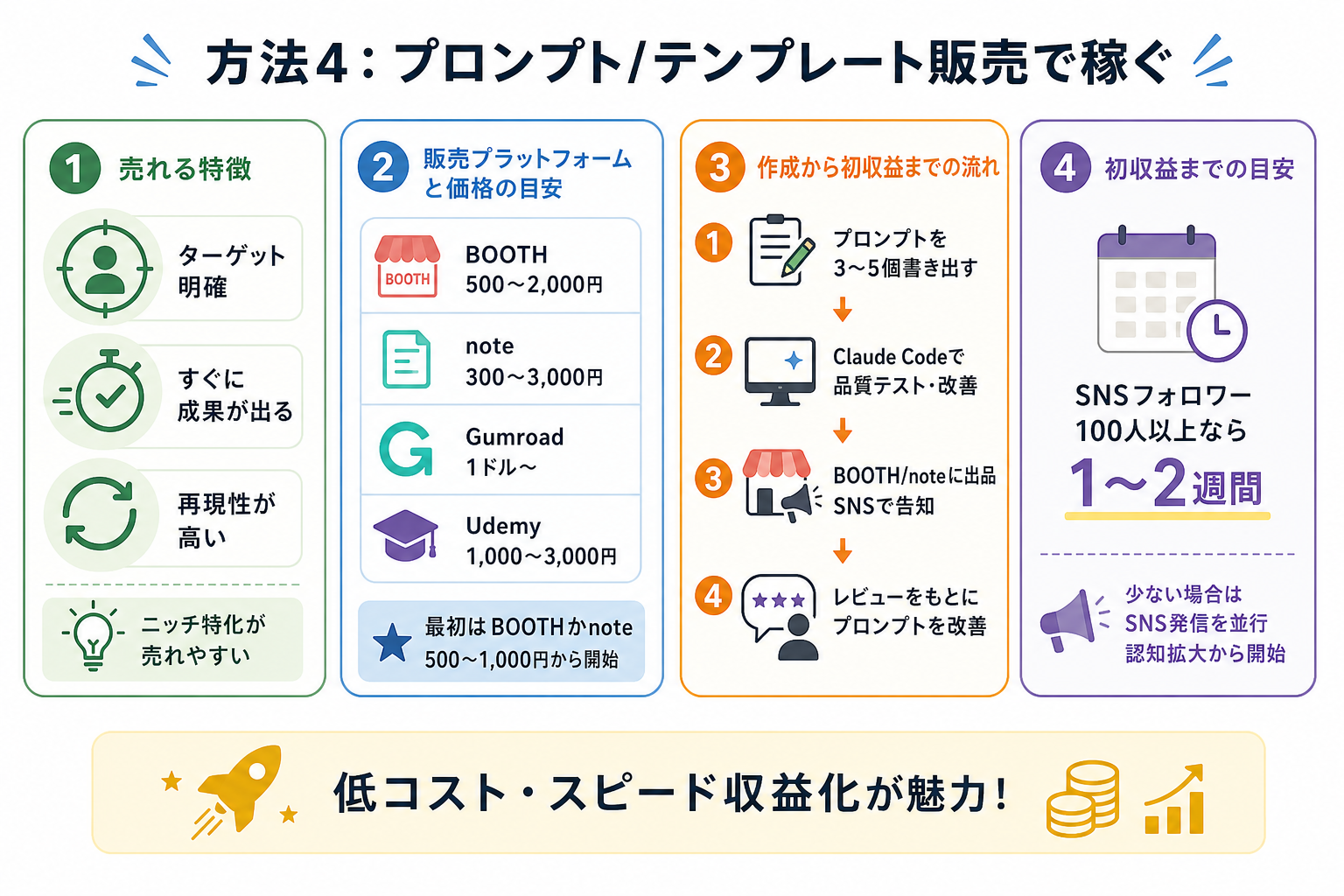 方法4:プロンプト/テンプレート販売で稼ぐ