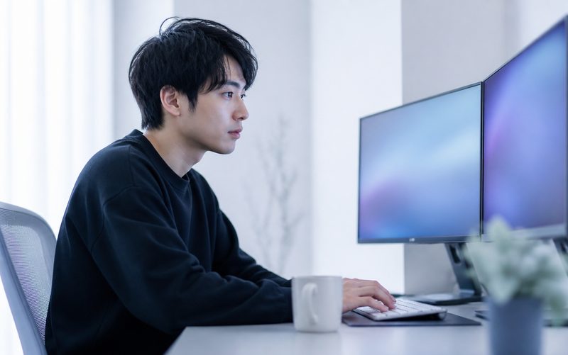 モニタに向かい開発を進める受講生