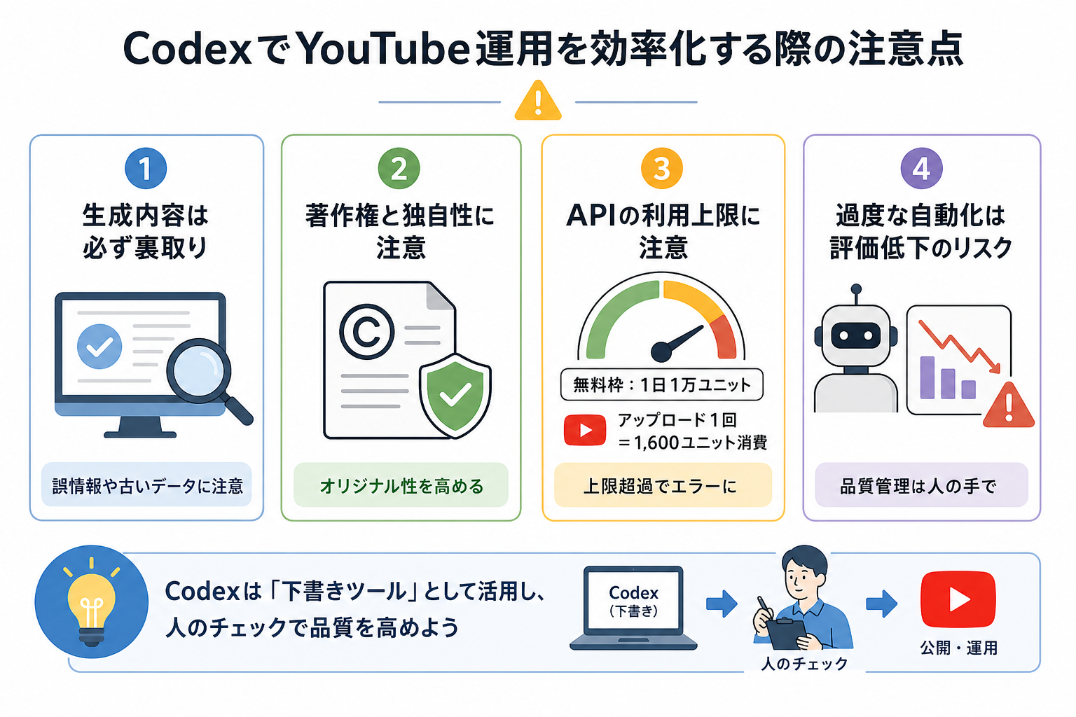 CodexでYouTube運用を効率化する際の注意点