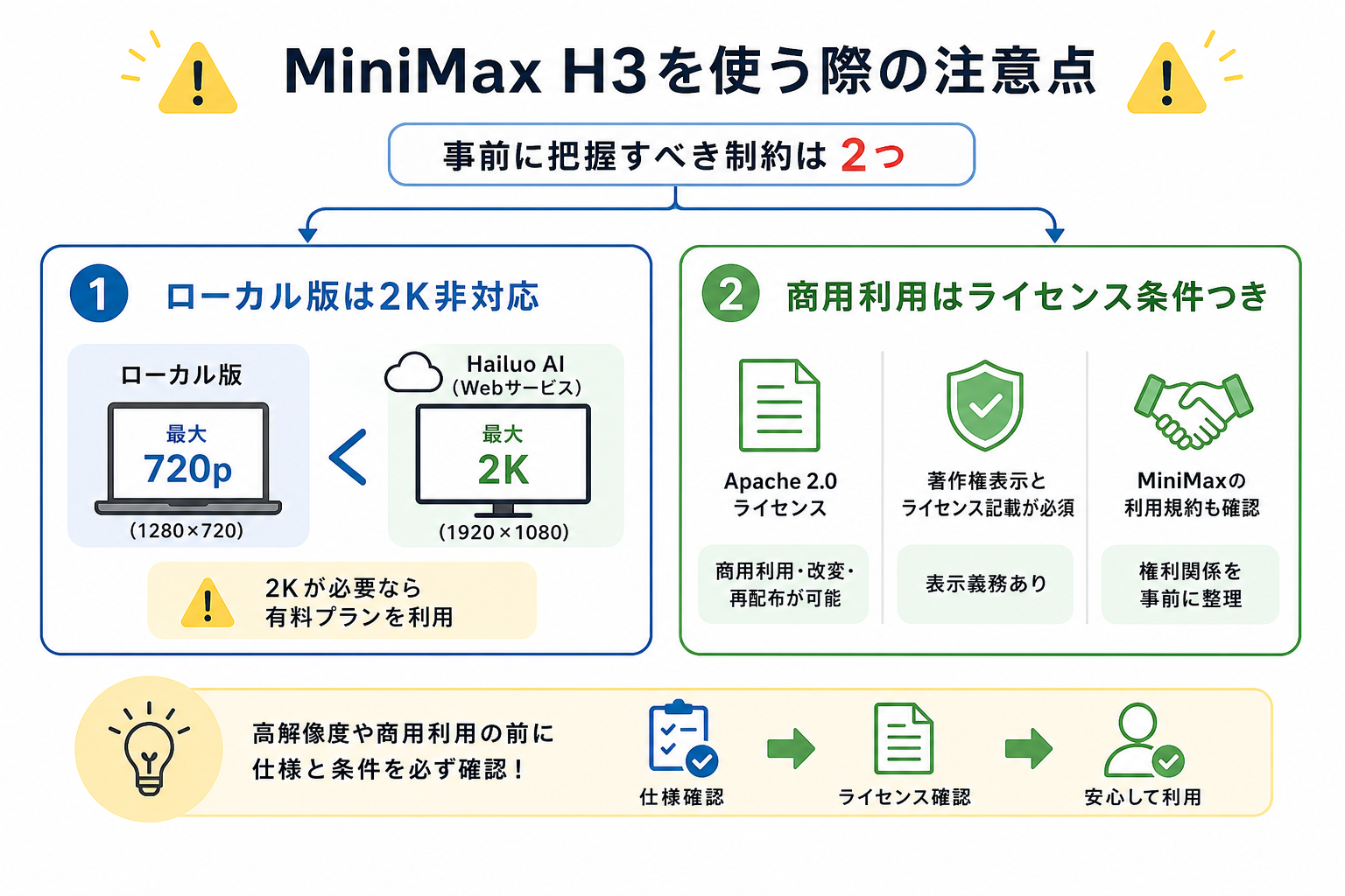 MiniMax H3を使う際の注意点