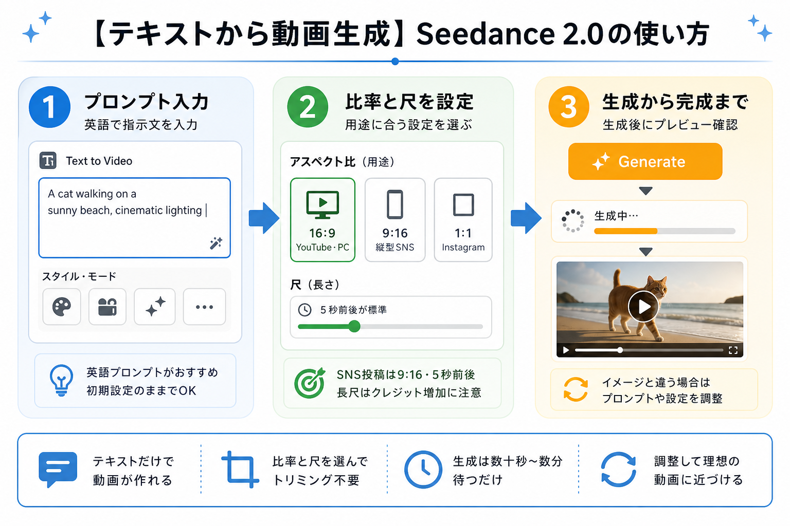 【テキストから動画生成】Seedance 2.0の使い方