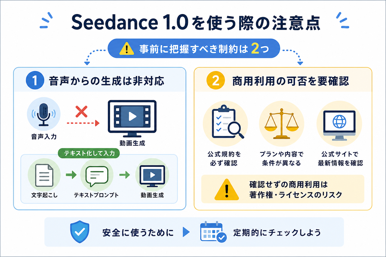 Seedance 1.0を使う際の注意点