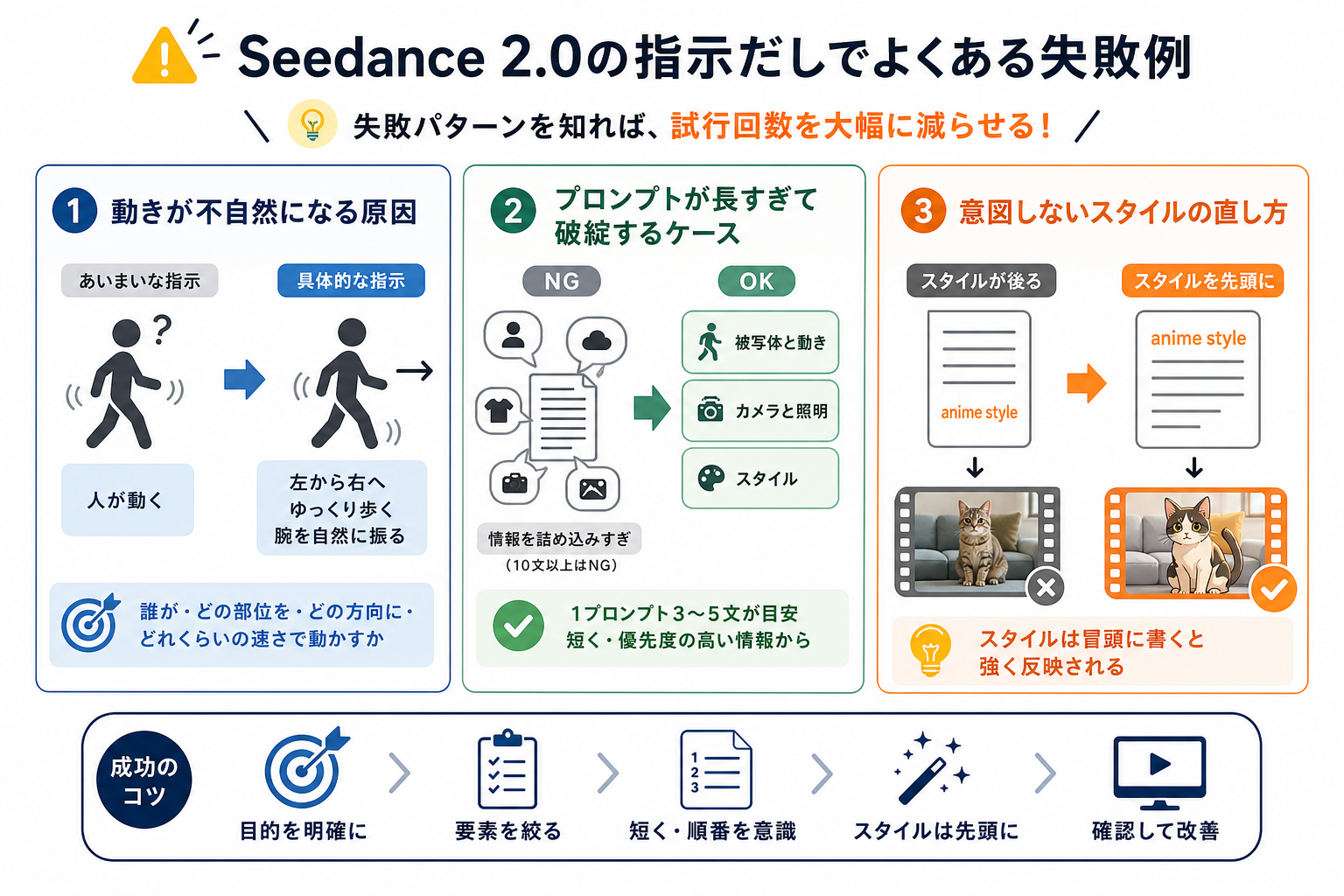 Seedance 2.0の指示だしでよくある失敗例