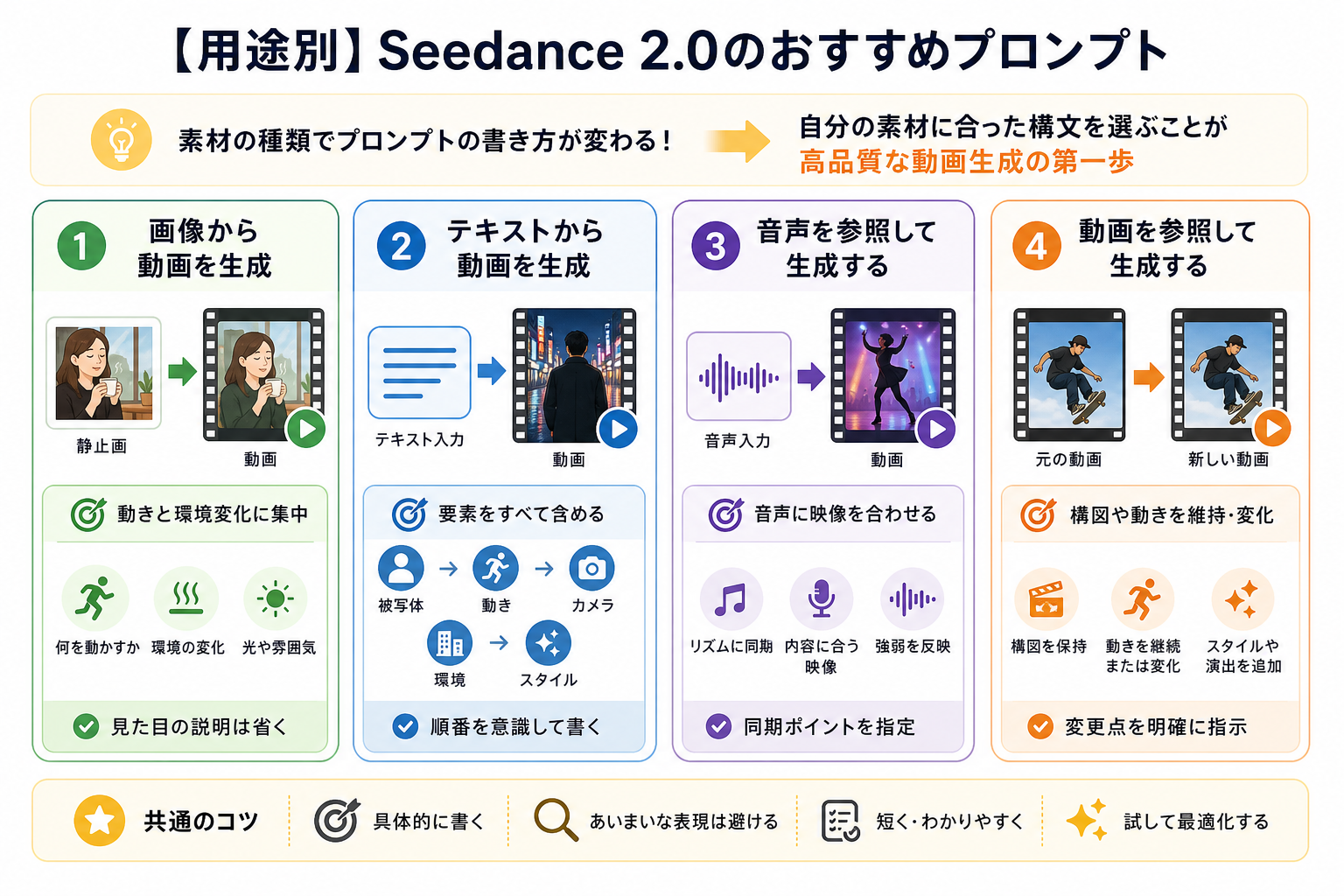 【用途別】Seedance 2.0のおすすめプロンプト