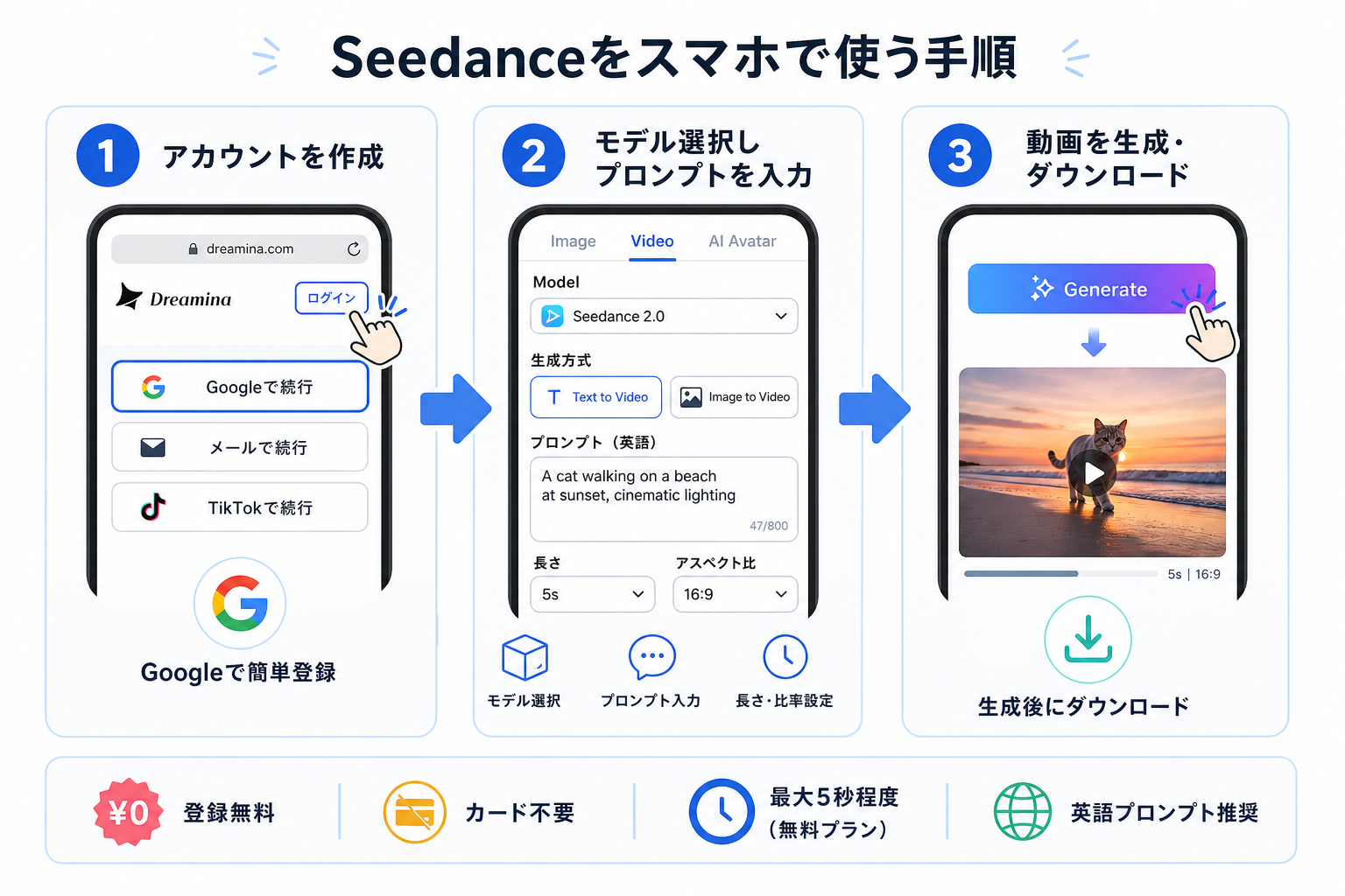 Seedanceをスマホで使う手順