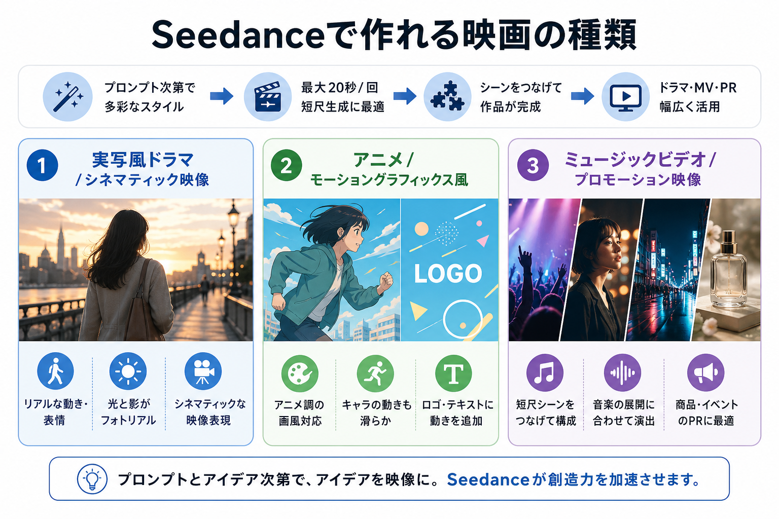 Seedanceで作れる映画の種類