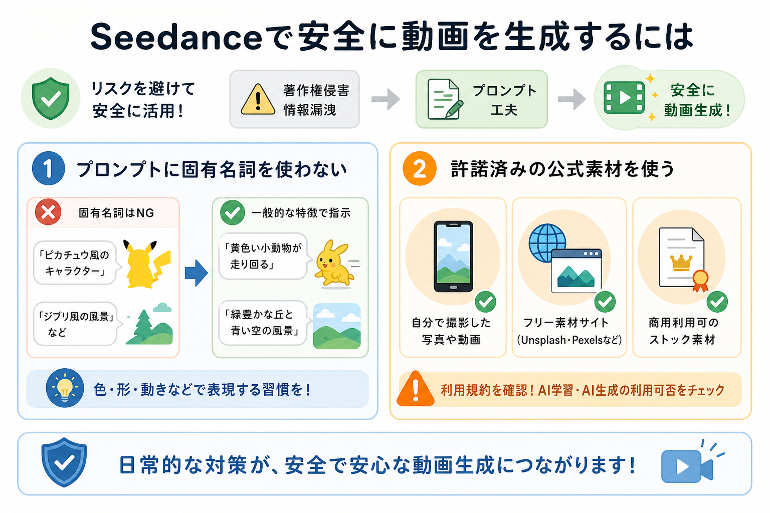 Seedanceで安全に動画を生成するには
