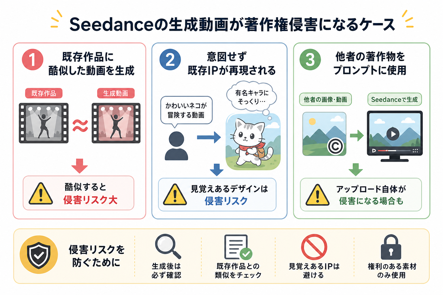 Seedanceの生成動画が著作権侵害になるケース